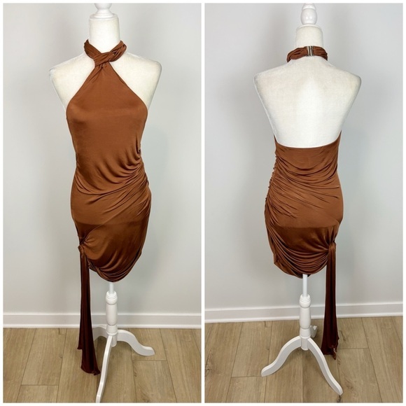 GAUGE81 Riga Mini Dress in Chestnut Size S - Picture 2 of 15